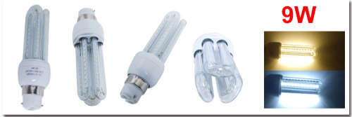 LED Light Bulbs: 9W Glass Covered U-Shape Energy Saver 220V in E27 and B22. Collections allowed