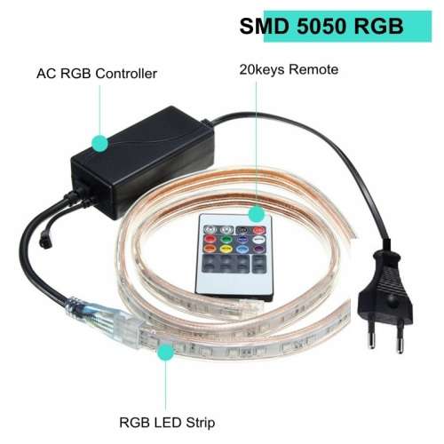 LED Strip Lights: MultiColour RGB 220V Complete with Remote Kit. Collections are allowed.