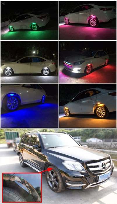 LED Car Wheels Tyre RGB MultiColour Styling Lights With Remote Control. Collections allowed.
