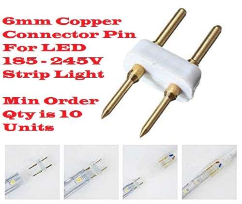 2-Pin Version 6mm, 8mm, 10mm Copper Connector Pins For 220V LED Strip Lights. Collections Allowed.