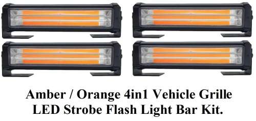 Amber /Orange 4in1 Vehicle LED Strobe Flash Light Bar Kit + Remote Control. Collections allowed.
