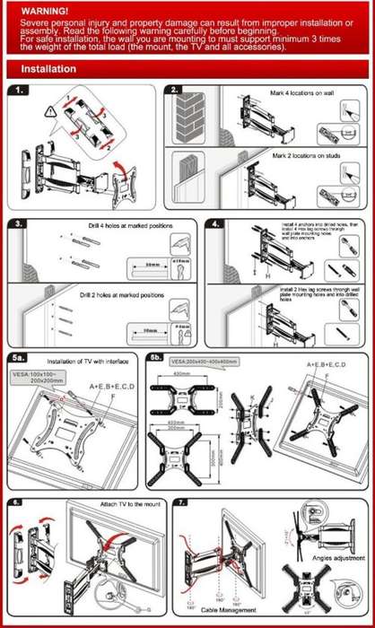 TV Wall Mount Bracket, Full Motion Cantilever Wall Mount Bracket. Collections are allowed.