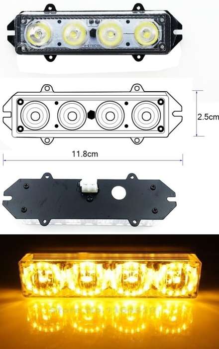Amber Orange Yellow LED Flash Cluster Strobe Grille Lights 16LEDs (4x4pces). Collections Allowed.