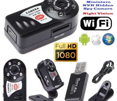 WiFi Mini Hidden Spy Camera, Portable NVR WiFi Q7 P2P Miniature Spy DVR Camera. Collections Allowed.