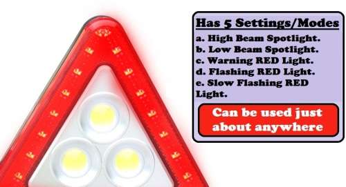 Solar LED MultiFunction Work Flood Light Red LED Emergency Warning Triangle. Collections are allowed