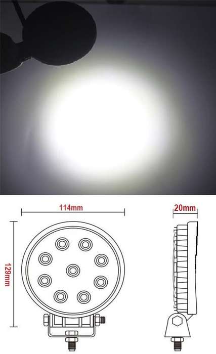 27W LED Auto Work Round Light Bar Spot Light Optical Lens  9~32V DC. Collections are allowed.
