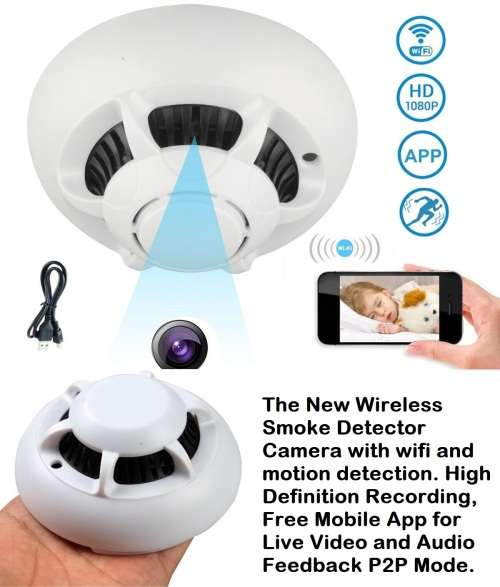 New Wireless Spy Smoke Detector HD Camera with P2P WiFi and Motion Detection. Collections allowed