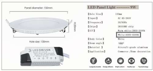 LED Ceiling Lights 9W 220V Round Panel Complete with Fittings plus Driver / PSU. Collections allowed