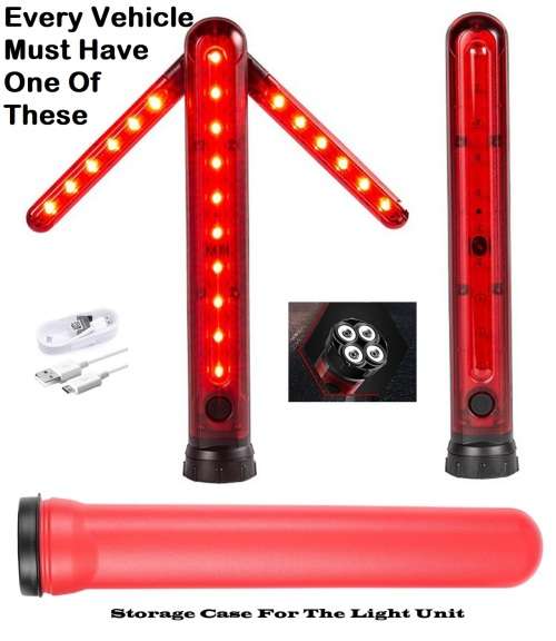 Flash Strobe Warning Traffic Wand Light, Magnetic, Unfolding Rotating Blades. Collections Allowed