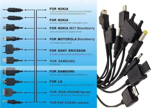 USB Multi Charger Cable Kit For Mobile Devices:  10 in 1 Complete Set.  Collections are allowed.