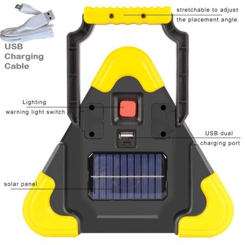 Solar LED MultiFunction Work Flood Light Red LED Emergency Warning Triangle. Collections Are Allowed