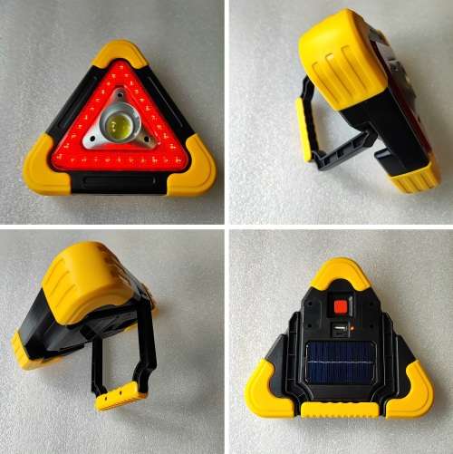 Solar LED MultiFunction Work Flood Light Red LED Emergency Warning Triangle. Collections Are Allowed