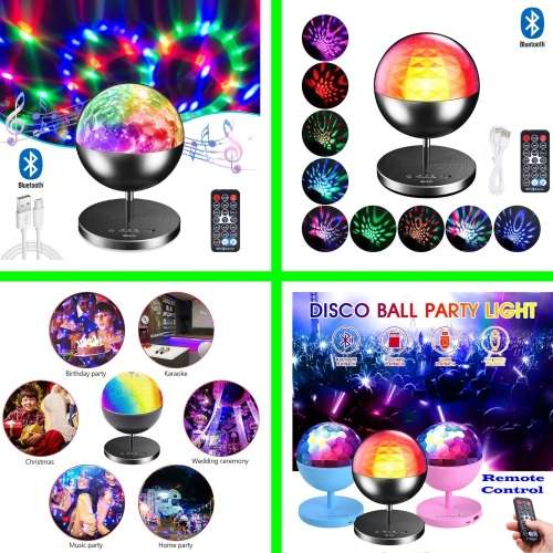 Rechargeable MultiColour LED Wireless Speaker Music Rotating Crystal Magic Ball. Collections Allowed