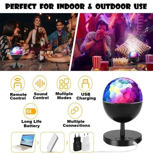 Rechargeable MultiColour LED Wireless Speaker Music Rotating Crystal Magic Ball. Collections Allowed