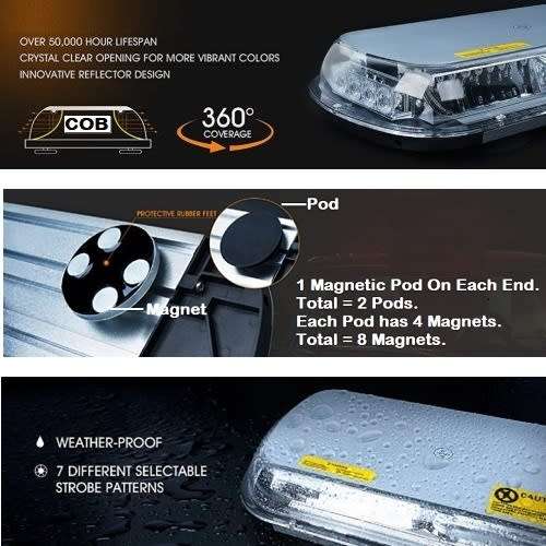 Amber Orange COB LED Car Roof Top Strobe Flash Warning Light Magnetic Mount. Collections Are Allowed