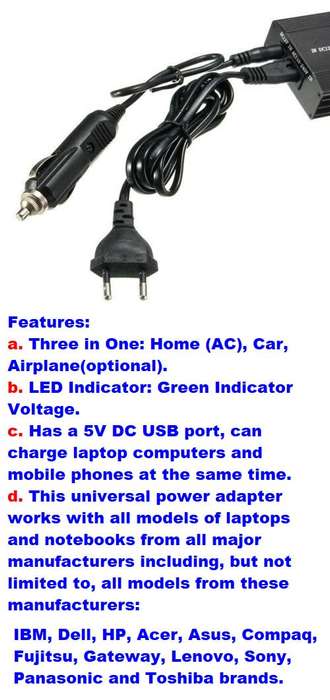 Universal Car, Home Charger Inverter for Laptops, Mobile Devices. Vary DC12~24V. Collection Allowed.