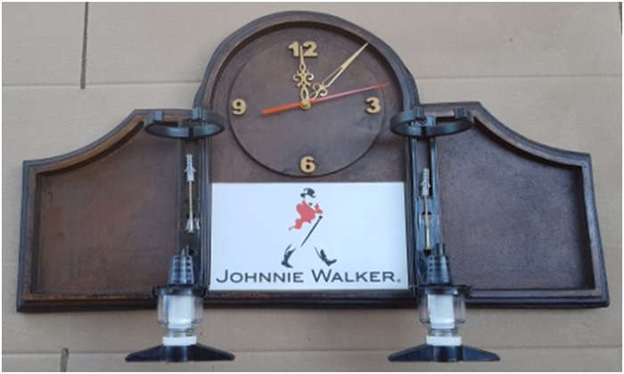 Johnnie Walker Scotch Whisky Liquor Dispensers with a Clock & 2 Optic Sets. NEW. Collections Allowed