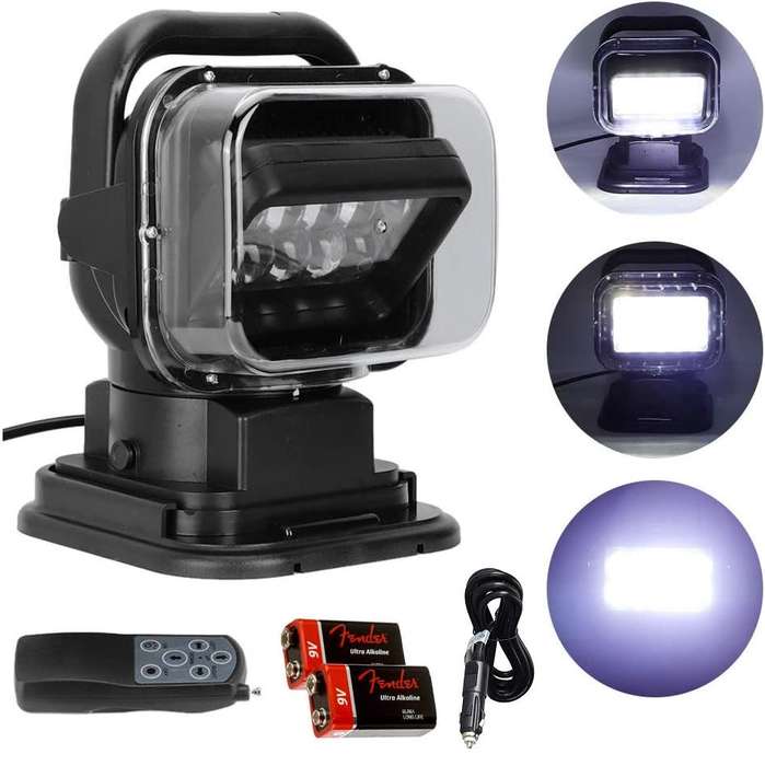 LED Remote Controlled 360° Rotating Magnetic Base Mount Search Light 12V/24VDC. Collections Allowed.
