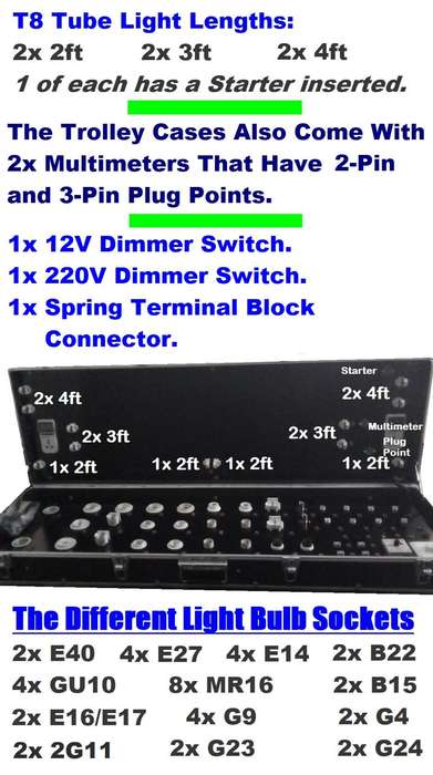 Big Aluminium Trolley Cases For Testing / Displays / Demos of Light Bulbs/Tubes. Collections Allowed
