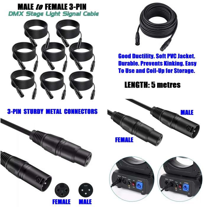 DMX512 Cable 3-Pin 10metres XLR Male Female for Audio, Sound, Visual Equipment. Collections Allowed.