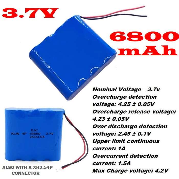 Rechargeable 18650 Battery Pack 3.7V 4-Cells [4P] Rectangular Prism Shape. Collections Are Allowed.