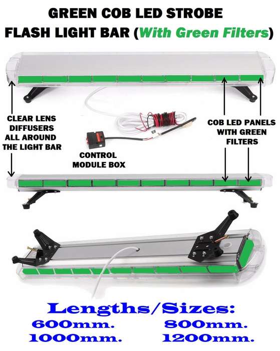 Green COB LED Vehicle Roof Top Flash Strobe Light Bar. Collections Allowed.