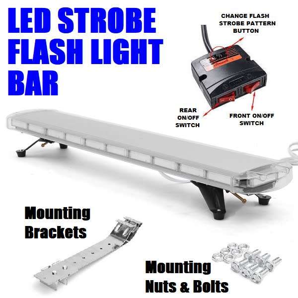 Flash Strobe Cool White LED Emergency Hazard Warning Vehicle Roof Top Light Bar. Collections Allowed