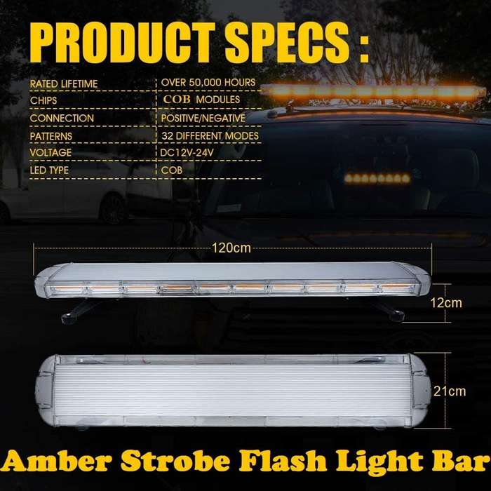 Flash Strobe Cool White LED Emergency Hazard Warning Vehicle Roof Top Light Bar. Collections Allowed