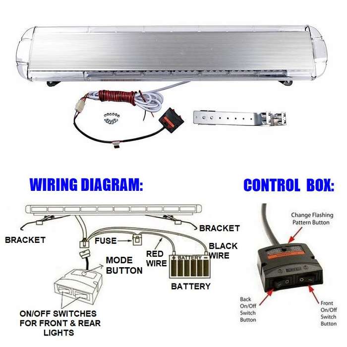 Cool White LED Vehicle Roof Top Hazard Warning Flash Strobe Light Bar. Collections Are Allowed.