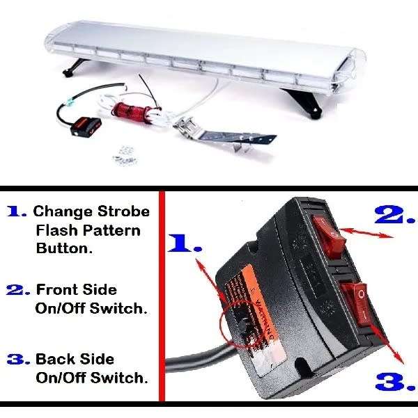 Cool White LED Vehicle Roof Top Hazard Warning Flash Strobe Light Bar. Collections Are Allowed.