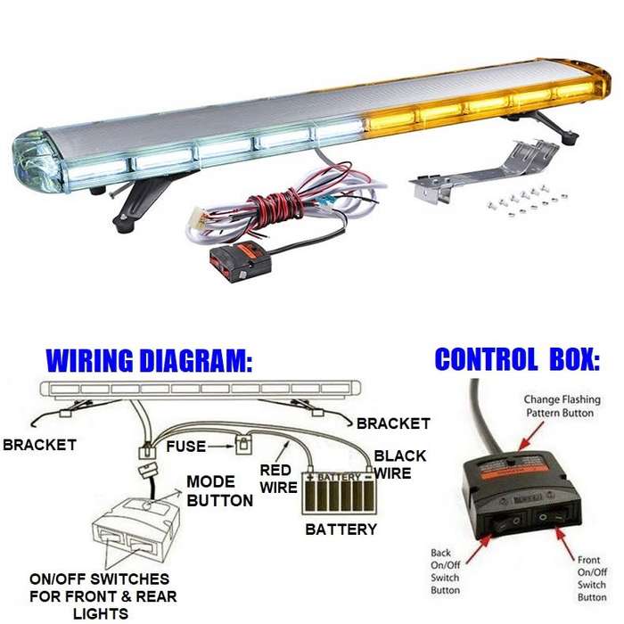White with Amber COB LED Vehicle Roof Top Strobe Flash Hazard Warning Light Bar. Collections Allowed