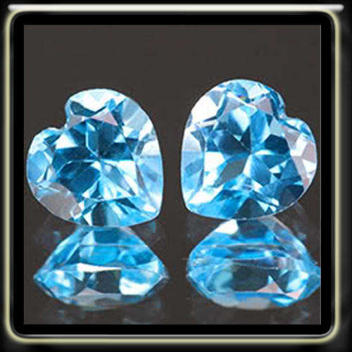 TEASING MATCHING 3.80CT PAIR SWISS BLUE TOPAZ POLISHED IN PERFECT HEARTS