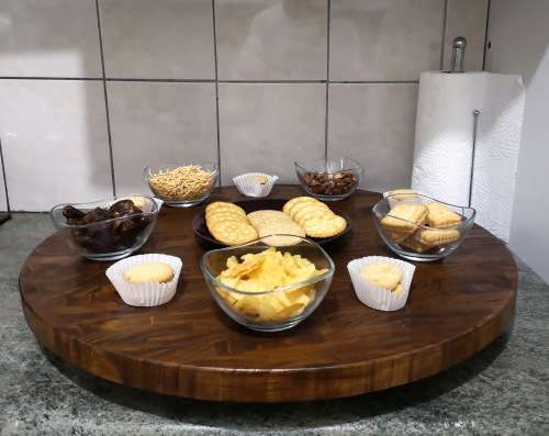 60cm Custom End Grain Lazy Susan (Imbuia Dark Stained Finish)