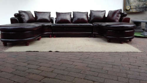 Modern U Lounge Suite - Genuine Leather Oxblood