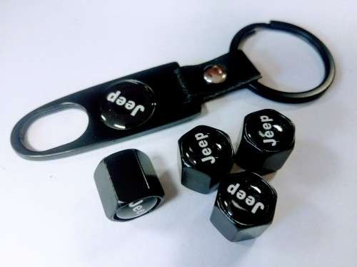 Jeep Tyre Valve Cap and Key Chain Set