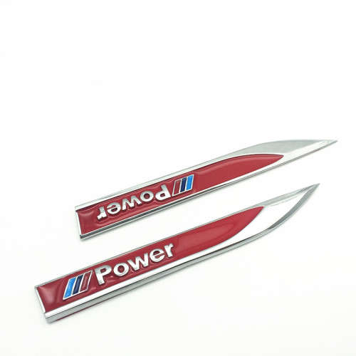2 x M Power Emblems Badge 3D Car Sticker Side Metal Knife Type Fender For Bmw