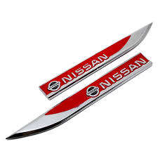 2 x Nissan Emblems Badge 3D Car Sticker Side Metal Knife Type Fender