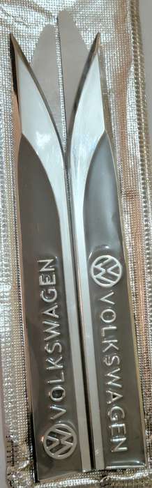 2 x Volkswagen Emblems Badge 3D Car Sticker Side Metal Knife Type Fender For Volkswagen