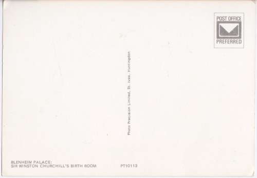 Vintage Post Card - Blenheim Palace - Sir Winston Churchill`s Birth Room.