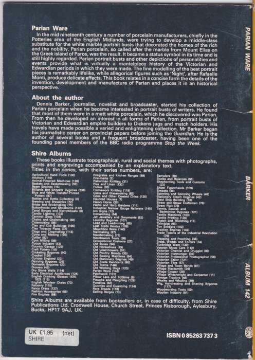 Parian Ware - Dennis Barker - Shire Album No. 142 (Softcover)