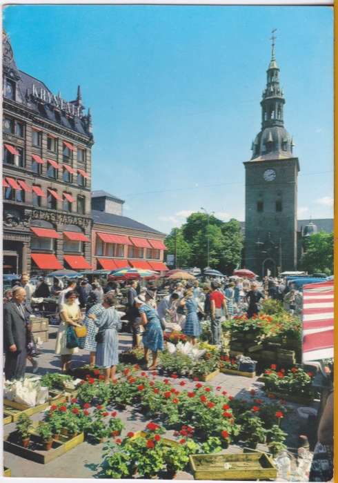 Vintage Postcard -- Norway -- Oslo - Stortorvet with the Oslo Cathedral