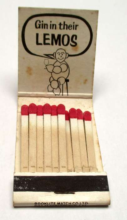 Vintage Matchbook -- Lemos Cordial - ` Blondes prefer Gin in their Lemos`