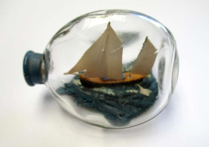 Miniature hand-made Ship in a Bottle