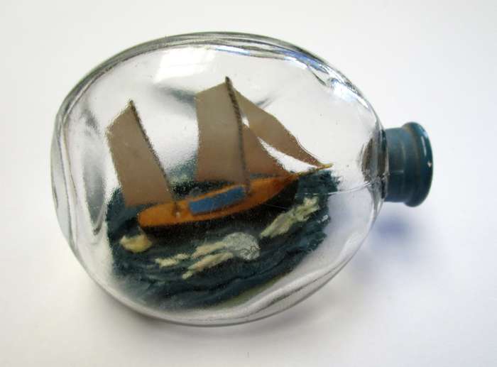 Miniature hand-made Ship in a Bottle