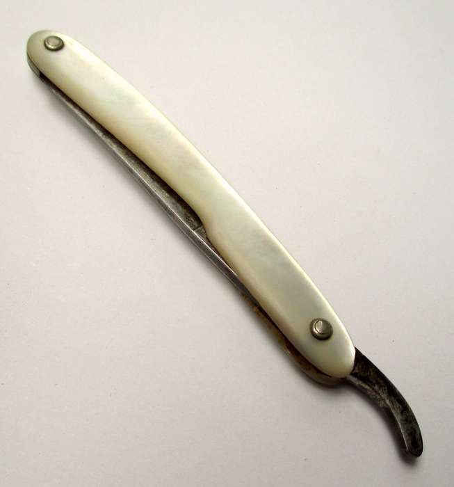 Antique Robert Klaas Cut Throat Razor - Genuine Mother of Pearl - Marked Prussia