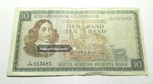 1975 TW de Jongh Ten Rand Note A/E #*$ Crazy Wednesday $*#