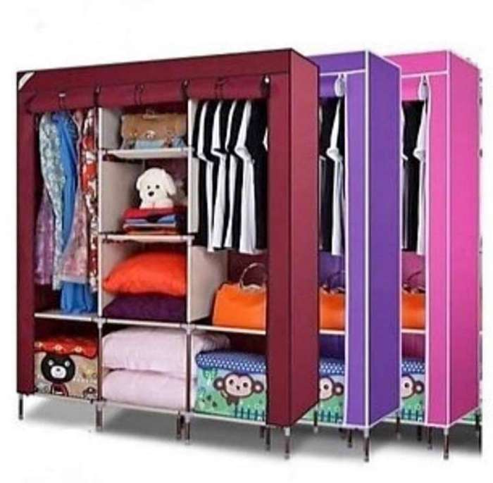 3 Door Canvas Wardrobe Clothes storage