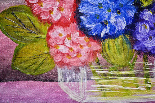 HYDRANGEAS ("KRISMIS ROSE") Oil on Canvas 590mm x 415mm
