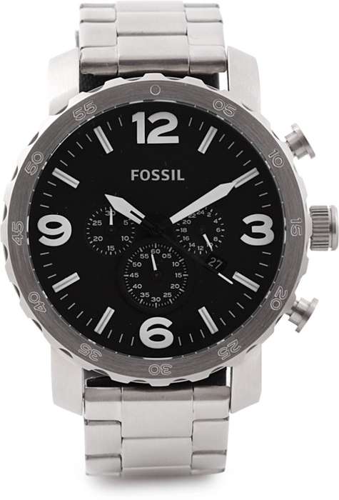 AUTHENTIC FOSSIL NATE STAINLESS STEEL MENS WATCH IN BOX EXCELLENT CONDITION!!!