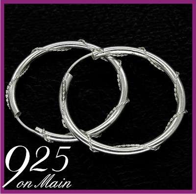 20mm Gypsy Rope Earrings Material Solid Sterling Silver